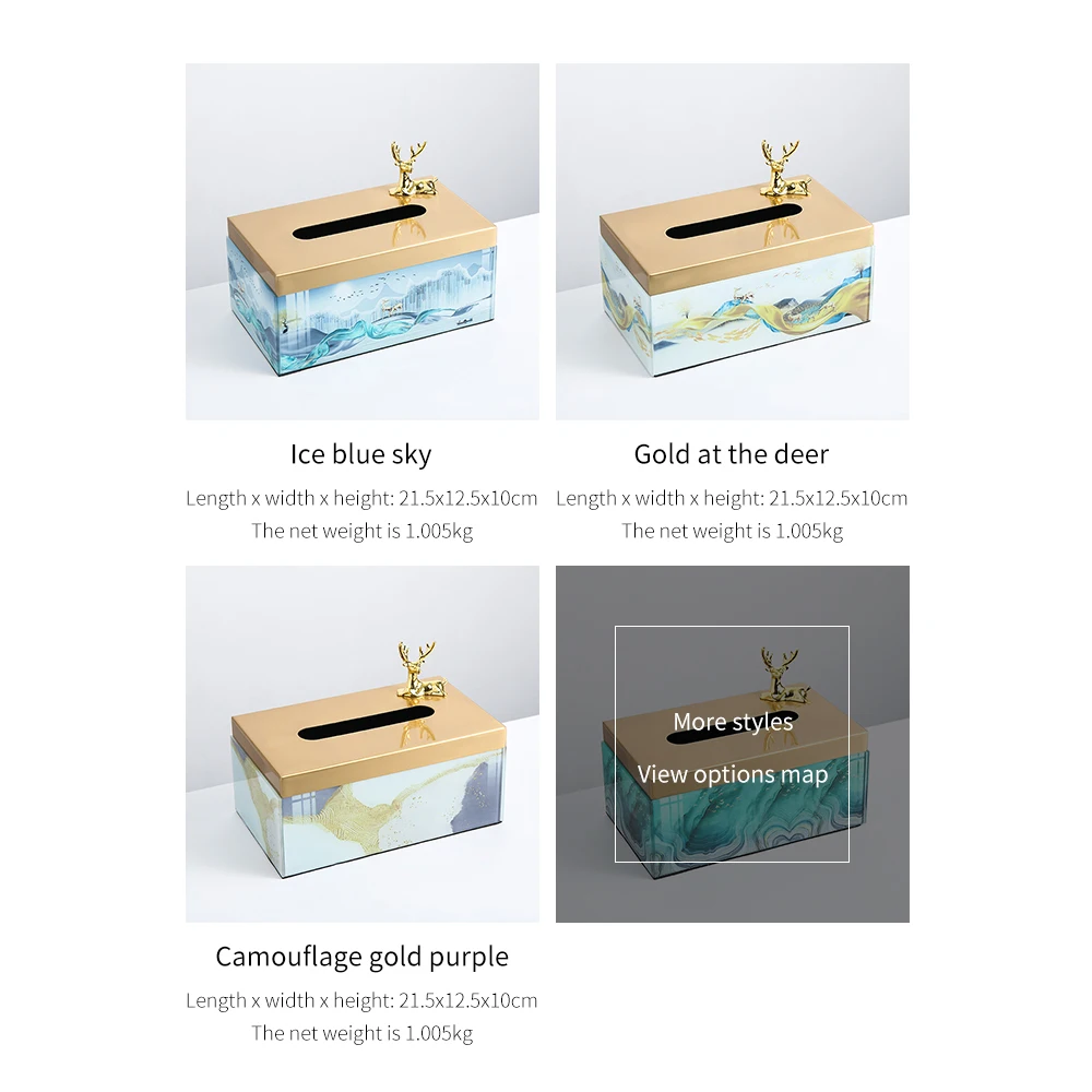 

Nordic Glass Tissue Box Deer Head Decoration Modern Home Decoration Napkin Holder Decorative Tissue Boxes Bedroom Decoration