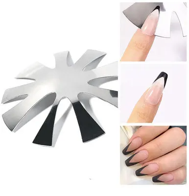 

Pro 9 Sizes Easy French Smile Cut V Line Almond Shape Tips Manicure Edge Trimmer Nail Cutter Acrylic Pink White French Nails