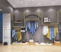 clothing store upper wall display shelf childrens iron side hanging shelf hanger womens gold wall hanging hanger