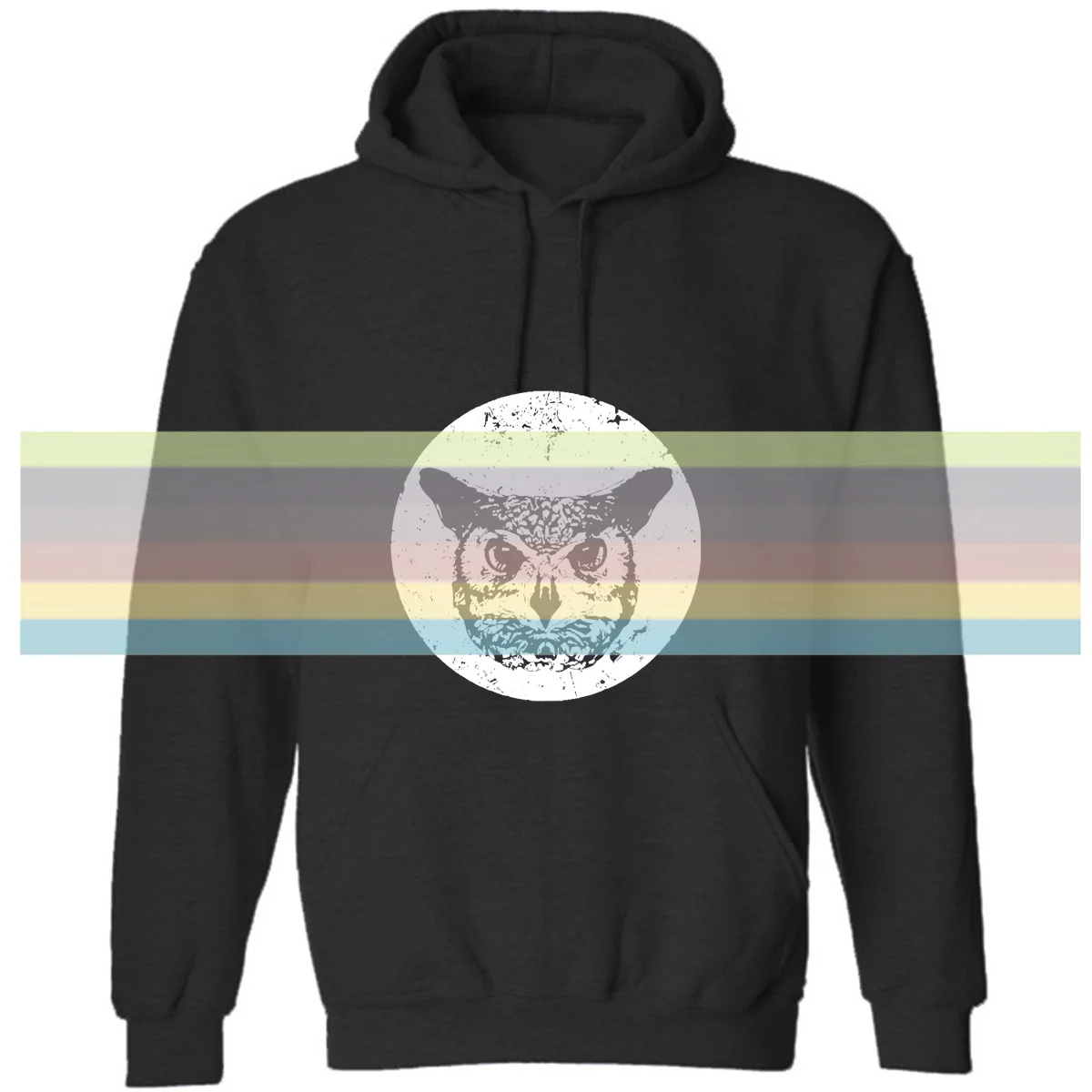 VINTAGE OWL ANIMAL BIRD NOCTURNAL PREDATOR NIGHT Mens Red Printed Round Cheap Price women men | Мужская одежда