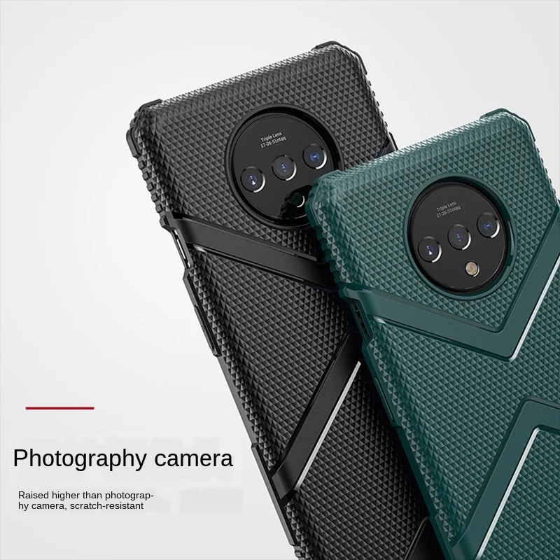 

HYAIZLZ Case For Oneplus 7T Pro Back Cover Shockproof Grid Texture Soft TPU Anti-knock Slim Fit Phone Full Protection Shell