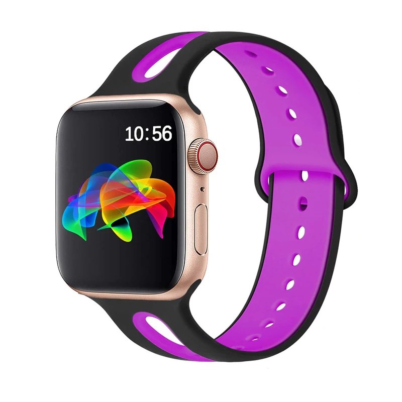 Силиконовый ремешок для Apple Watch band 40 мм 38 44 42 Резиновый Браслет спортивный ремень