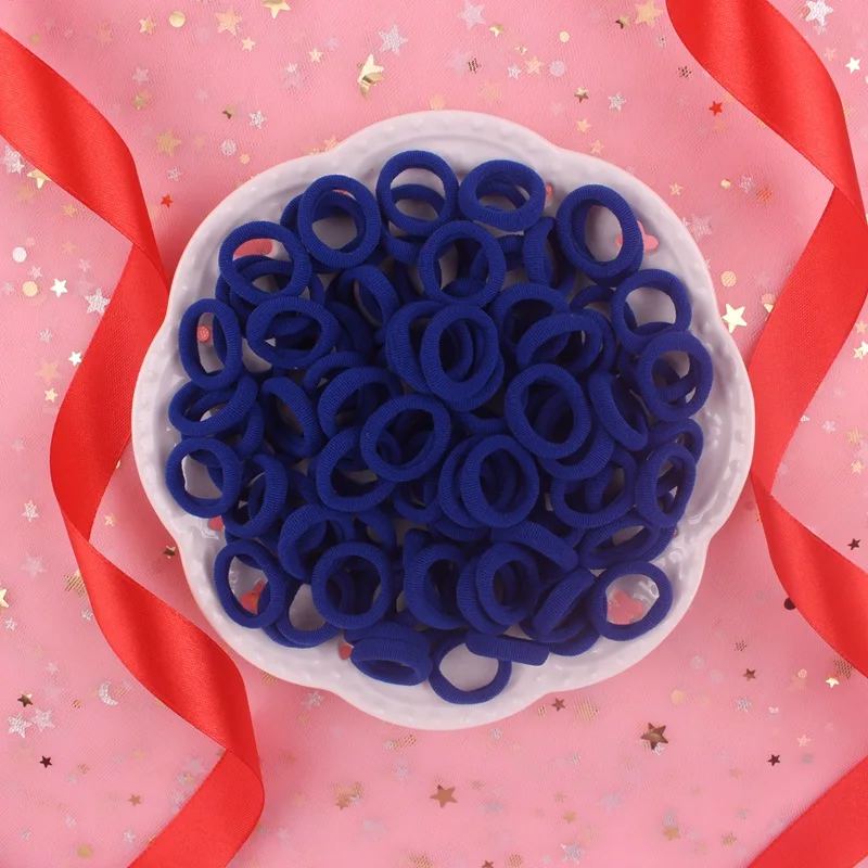 Royal blue Новинка года, красные, королевские, синие, желтые, розовые, красные и темно-зеленые детские эластичные резинки для волос, конский хвост, аксессуары для волос для девочек, 100 шт./лот - Цвет: Royal blue