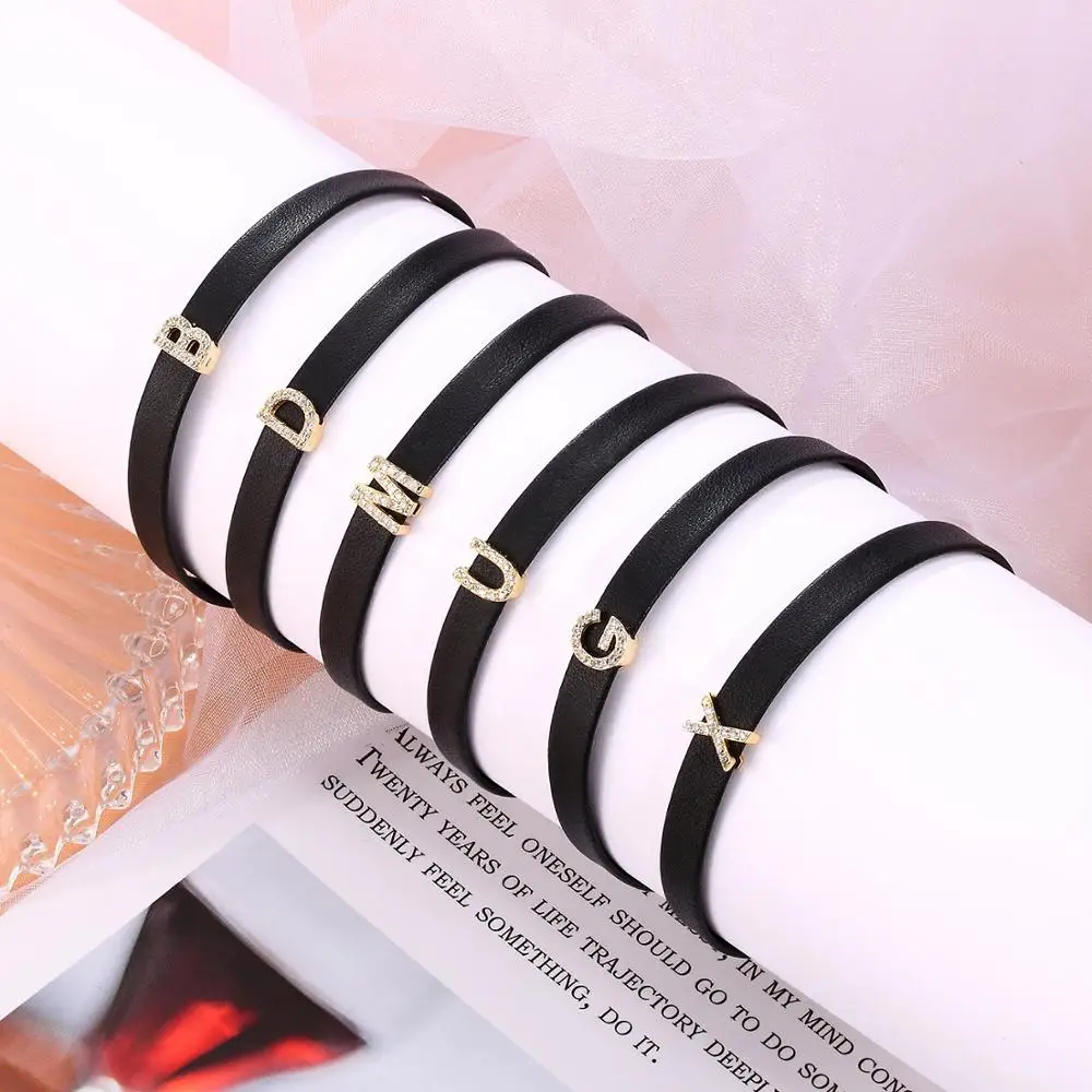 YMSHIPIN новый классический кожаный браслет с маленькими буквами простой сверкающий