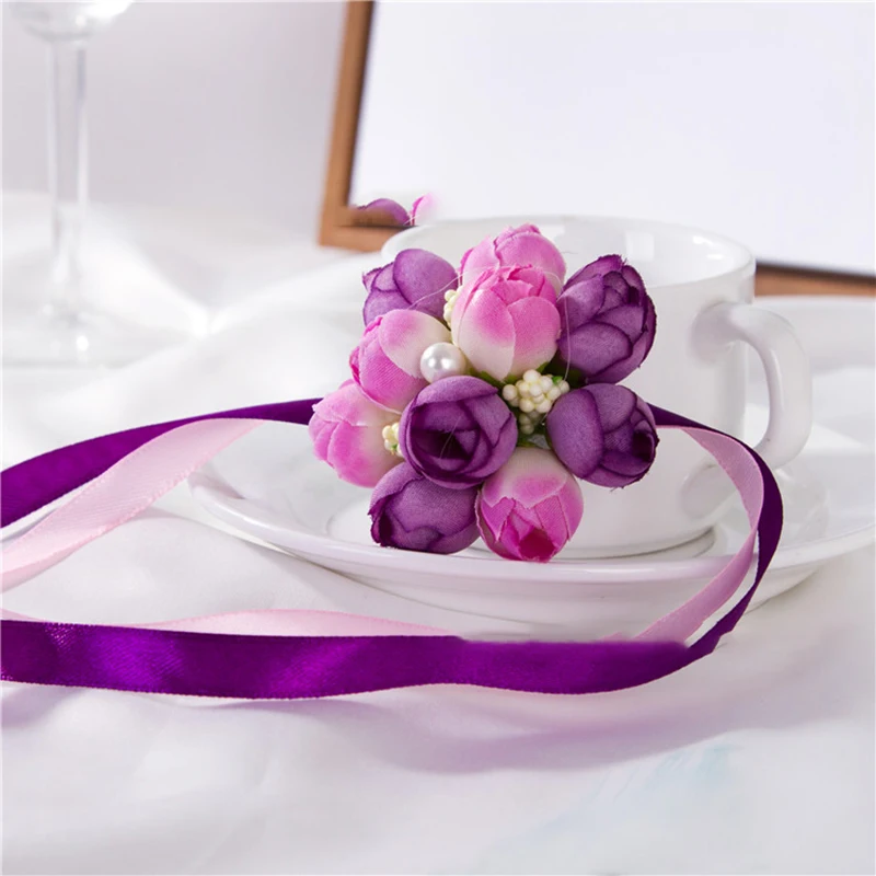 Свадебное украшение роза корсаж на запястье ручной цветок Шелковый Цветочный