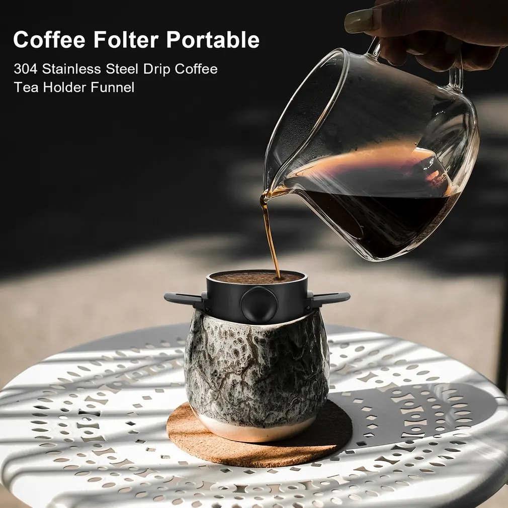 Foldable Portable Coffee Filter Maker Stainless Steel Drip Tea Holder Reusable Paperless Pour Over Dripper | Дом и сад