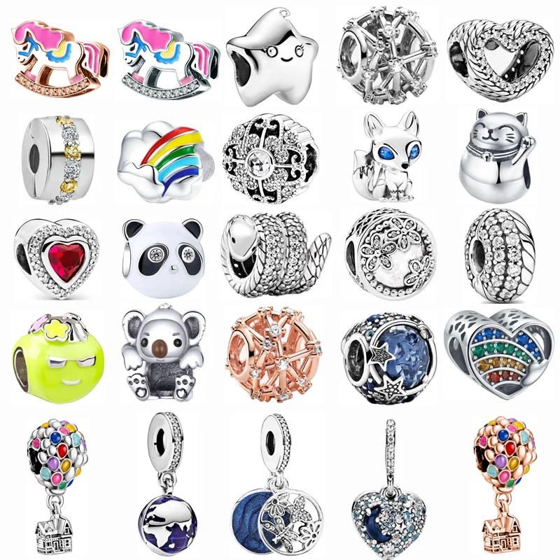

Fit Original Pandora Charms Bracelets DIY Women Jewelry Gift New Cartoons Panda Planet Butterfly Apple Koala Horse Unicorn Beads