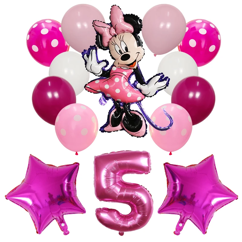 

14pcs/lot Mickey Minnie Mouse balloons Mickey Mouse Birthday Party Decor Baby Shower 30inch Number Balloon Polka Dot Globos