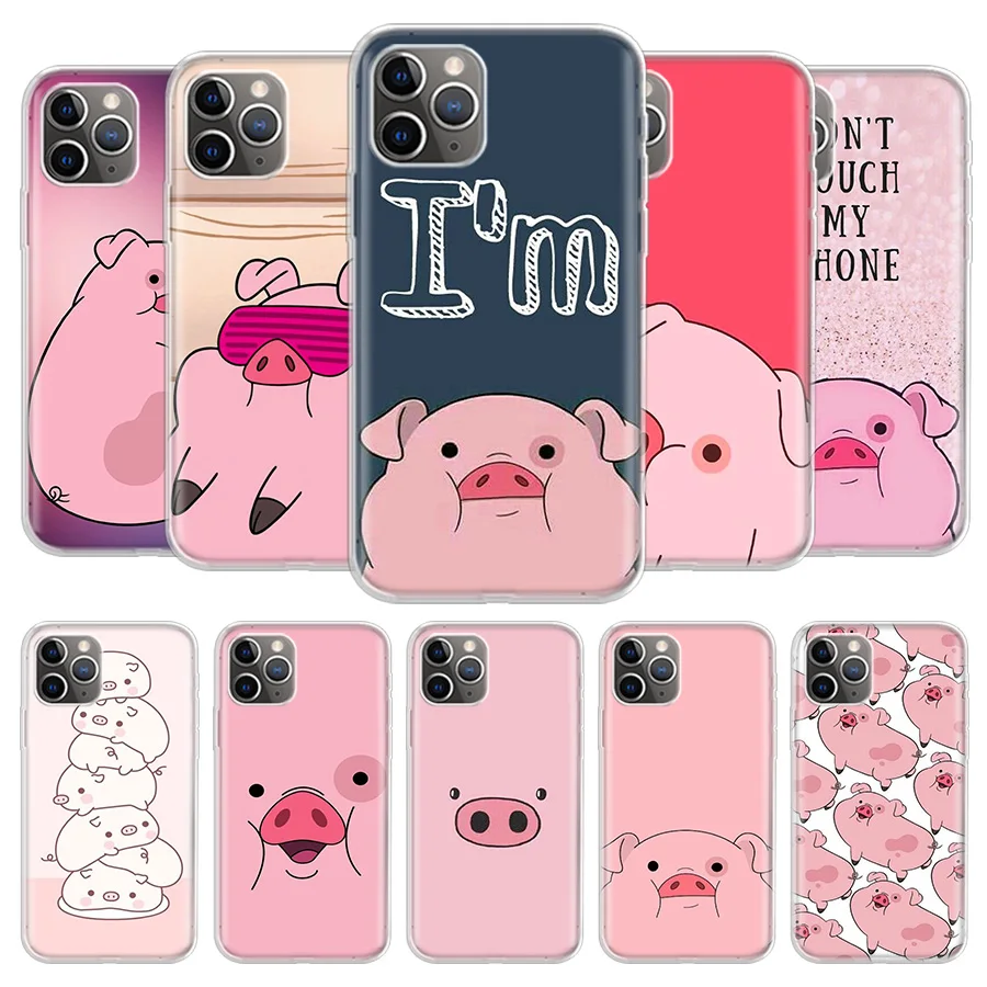 

Cute PINK Kawai Pig Cover Phone Case For iPhone 13 12 11 Pro 7 6 X 8 6S Plus XS MAX + XR Mini SE 5S Coque Shell Capa Fundas
