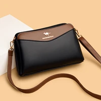 elegant contrast color crossbody bags for women high quality pu leather flap messenger handbag ladies small square shoulder bag