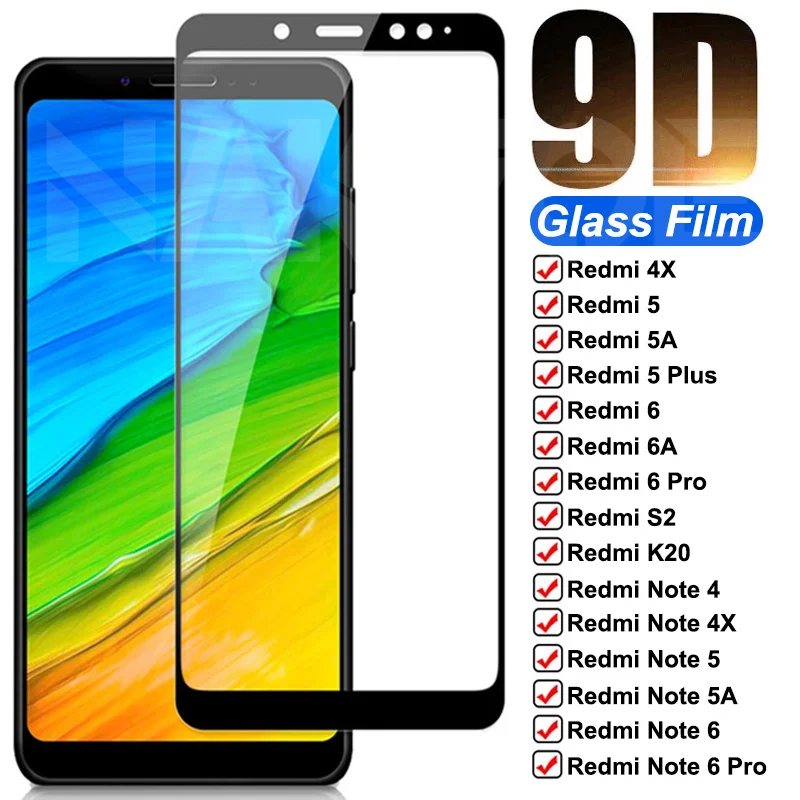 9D полноэкранное Защитное стекло для Redmi Note 6 5 5A 4 4X Pro Xiaomi Plus 6A S2 Go K20 пленка из