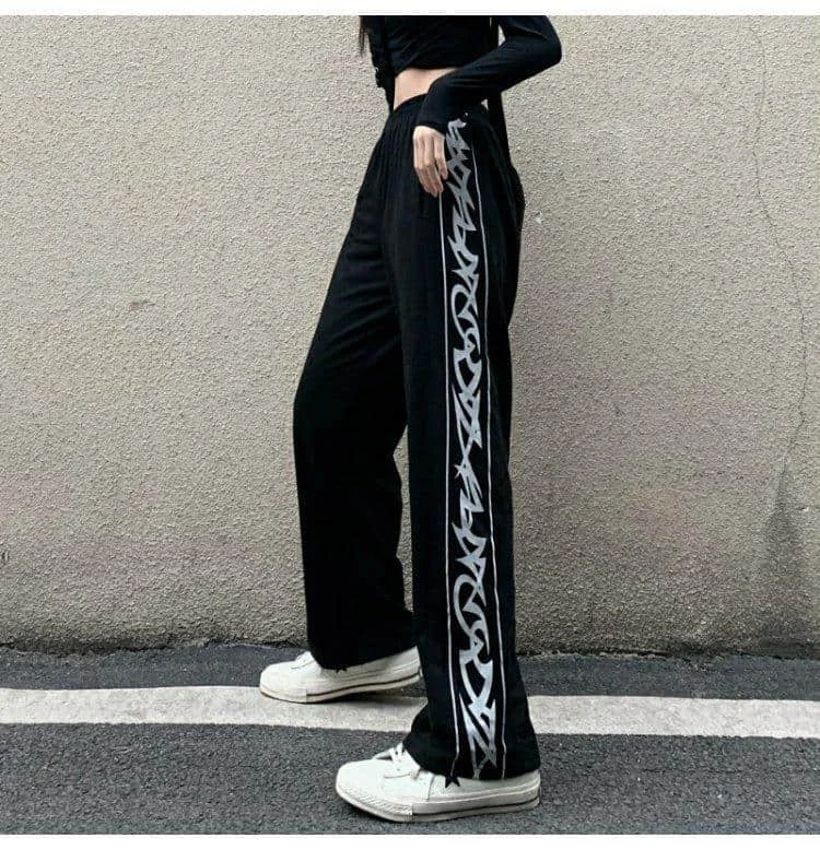 

Harajuku Gothic Pants Women Winter 2022 Korean Retro Lazy High Waist Slim Straight Trousers Trend Sweatpants Women Baggy
