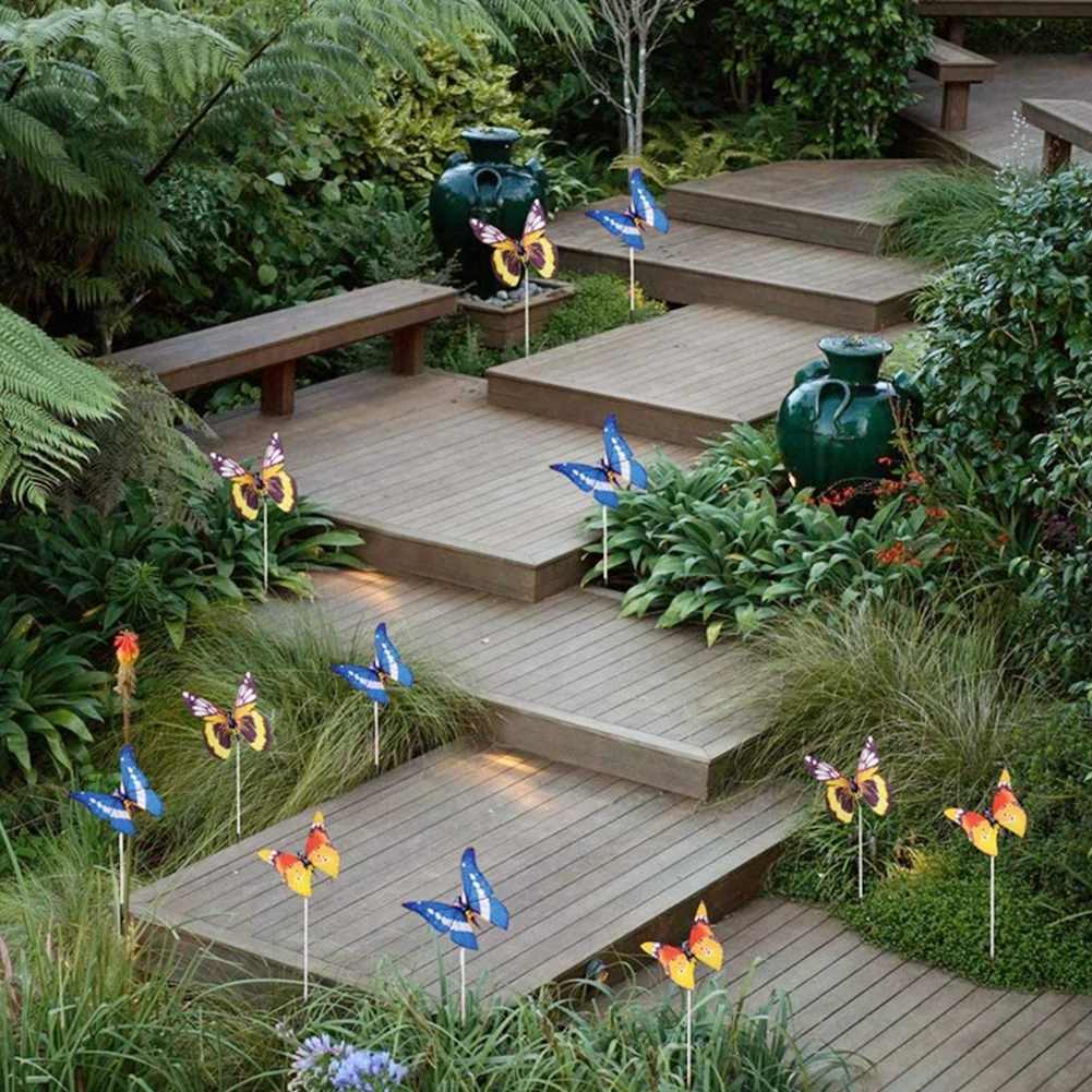 

3pcs Home Decor Wedding Yard Party Pathway Optical Fiber LED Butterfly Stake Outdoor Garden Landscape Solar Light Gifts Lawn