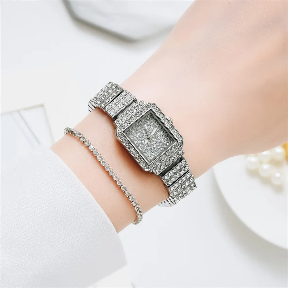 Часы женские кварцевые из нержавеющей стали розовое золото бриллианты небольшой