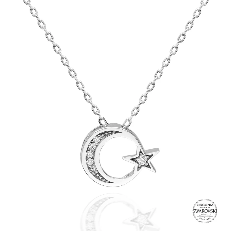 

Silverlina серебро циркония Swarovski кубического циркония ожерелье с Луной и звездой