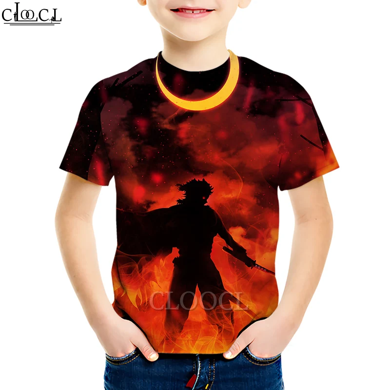 

CLOOCL Kimetsu No Yaiba The Movie: Mugen Train Rengoku Kyoujurou Kids Summer Tops 3D Print T-shirts Casual Cute Short Sleeve