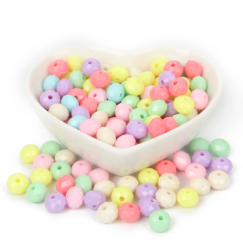 

100Pcs Mixed Round Faceted Acrylic Beads 8X8mm For Jewellery Marking Loose Spacer Beads Bracelet Necklace Charm Jewelry Finding