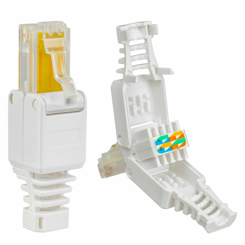 

Белый разъем RJ45 без инструментов, без обжимных разъемов, кабель CCTV Ethernet, без инструментов, прозрачный разъем с головкой, разъем CAT6 RJ45