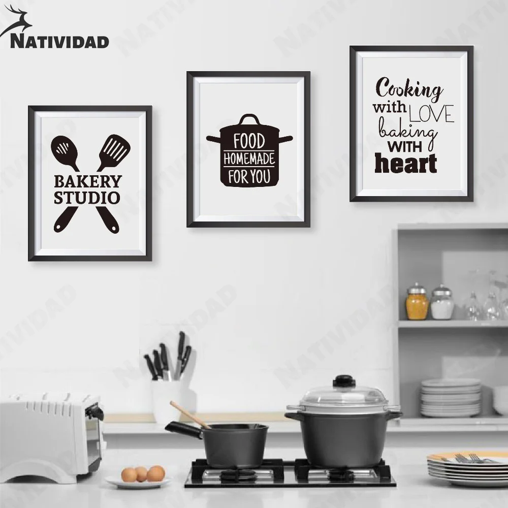 

Home Decoration Cooking with Love, Kitchen Picture Wall Art Prints and Posters, Baking with Heart Canvas Painting Wall Pictures