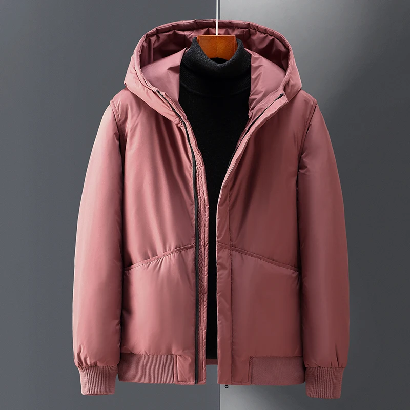 Men's White Duck Down Jacket Warm Hooded Thick Puffer Jacket Coat Male Casual High Quality Overcoat Thermal Winter Parka Men