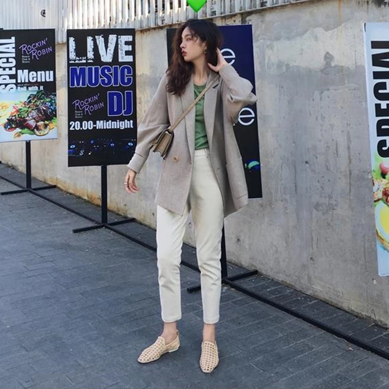 Casual High Waist Pencil Cotton Pants Women Solid Ankle-length Pants OL Elegant Female Summer Trousers