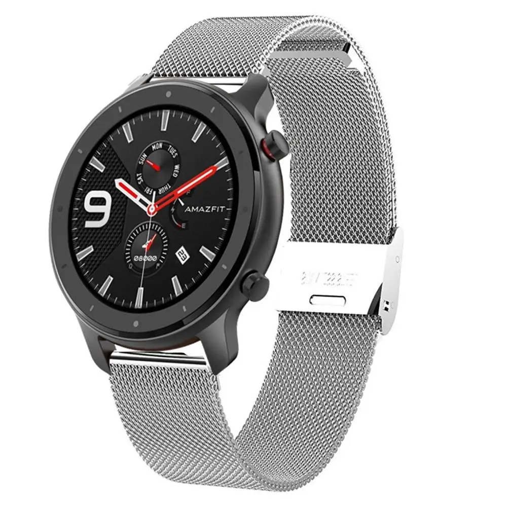 Replacement Watch Band Wrist Straps For Huami AMAZFIT GTR Smart 47mm luxury gift for men watchband black silver | Наручные часы