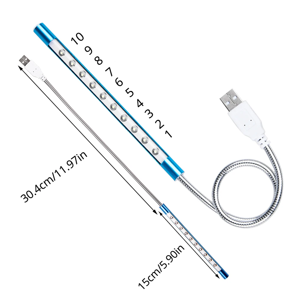Anpro 1 шт. гибкий ультра яркий мини 10 светодиодный USB ночник настольная книга для чтения светодиодный светильник компьютерная лампа для клавиатуры для ПК ноутбука