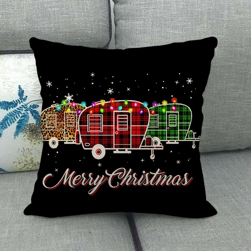 Happy Campers Cushion Cover Cartoon RV Campervan Style Living Room Sofa Throw Pillows Home Decoration Pillowcase | Дом и сад