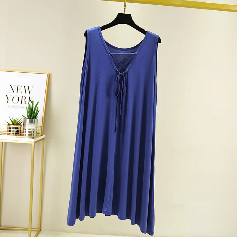 

Open back dress, beautiful back mid-length dress, loose thin nightdress, sleeveless large hem vest dress TB4117