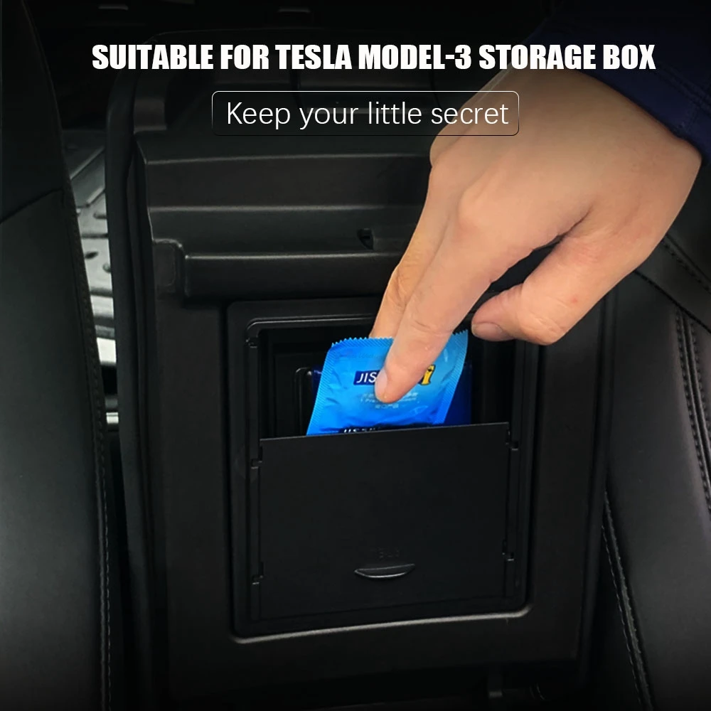 

SPEEDPARK Hidden Storage Box For Tesla Model 3 Model Y Center Console Organizer Armrest Hidden Storage Box Black