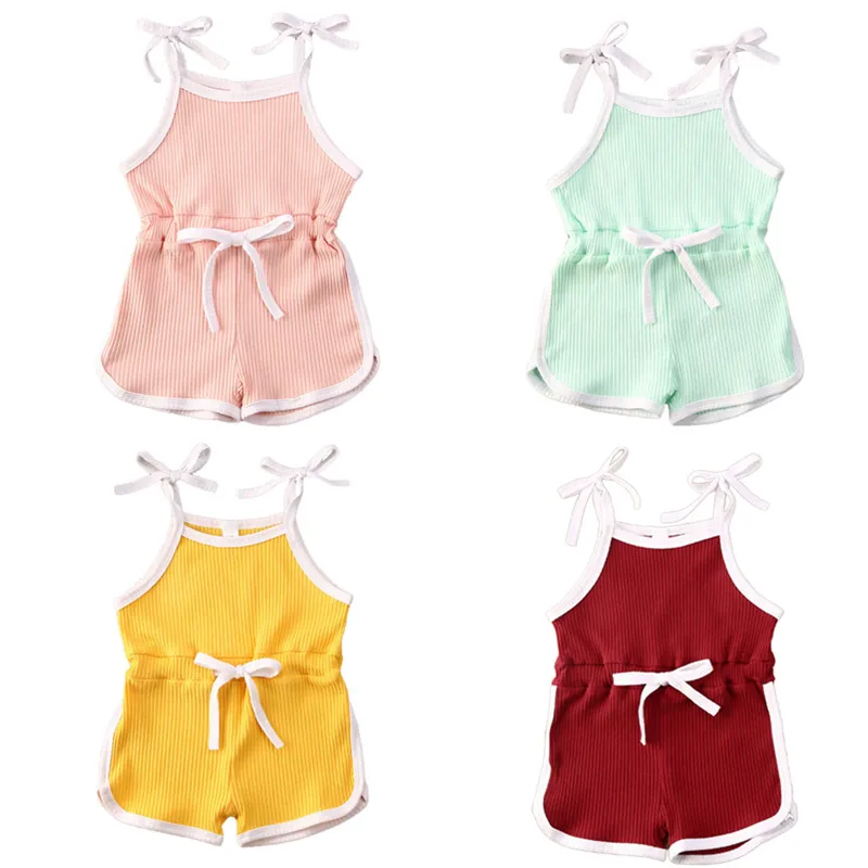 Citgeett/Милая Летняя трикотажная одежда без рукавов Комбинезоны для маленьких