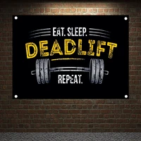 eat sleep deadlift repeat motivational workout posters exercise bodybuilding fitness banners wall art flags gym wall decor
