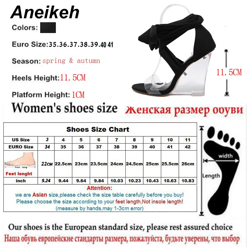 Женские босоножки Aneikeh из ПВХ на прозрачной танкетке с открытым носком