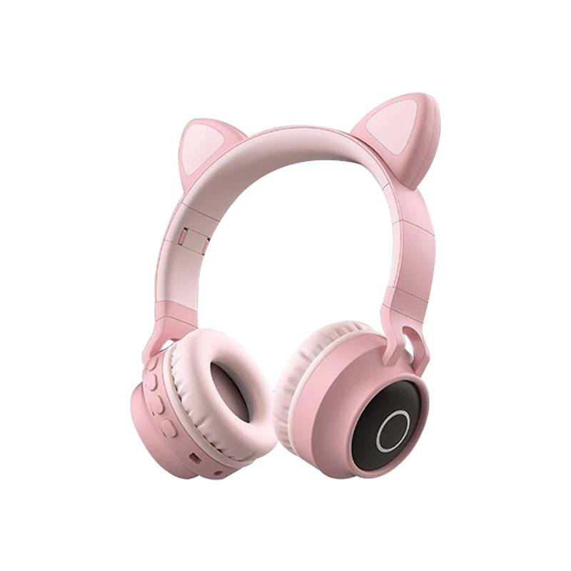 Bluetooth стерео кошачьи наушники мигающие светящиеся кошачьи наушники игровая гарнитура наушники 7 цветов светодиодный светильник - Цвет: Розовый