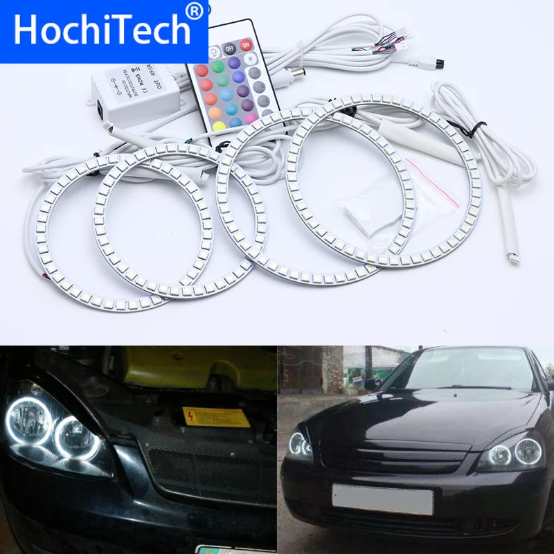 

Для лада приора ВАЗ 2170 2171 2172 разноцветные комплект светодиодов «глаза ангела» RGB гало кольца дневные ходовые огни DRL