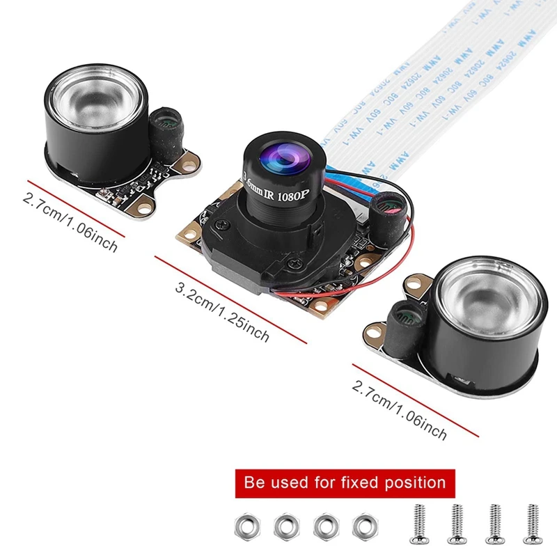 

for Raspberry Pi 4B Camera with Holder and Cable IR Camera Module 5MP OV5647 Webcam Automatically Switching Between Day