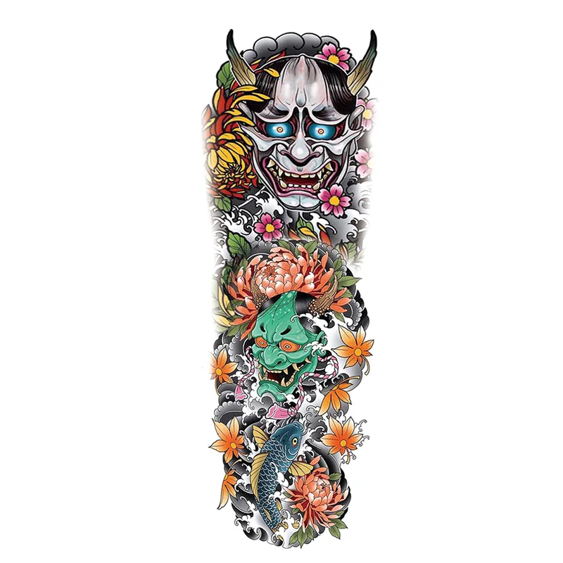 Временные фальшивые татуировки китайские рукава с драконом лиса рыба Китайские