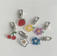 korean ins cute key buckle fruit colorful flower poached egg key chain girl airpods schoolbag kawaii creative decorative pendant