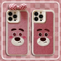iphone plush case lens protection three dimensional bow cartoon bear for iphone 13 11 12 12pro max xr xsmax xs 8plus cover case