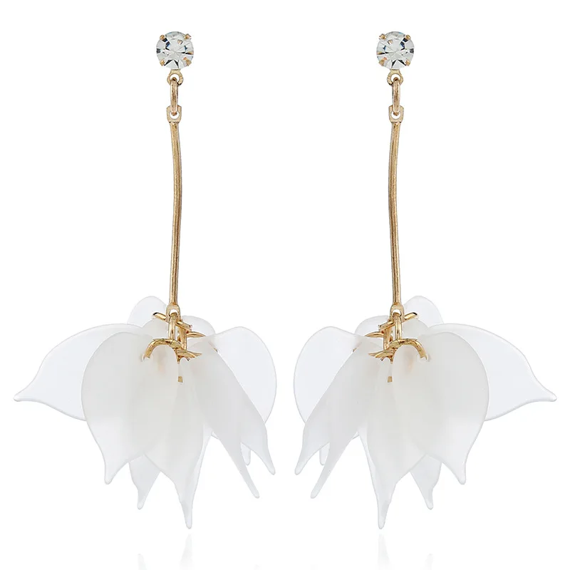 В Корейском стиле Феи белого цвета Серьги в виде лотоса розового голубого