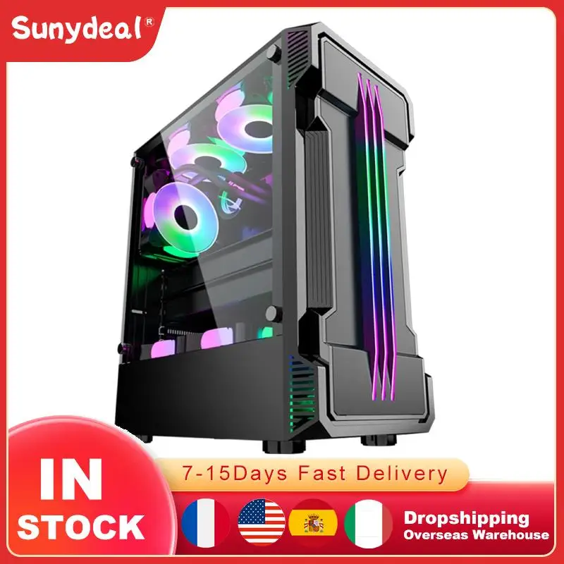 

Чехол для ПК, геймерский чехол для компьютера mini itx atx, чехол с RGB цветсветильник Том, большой прозрачный боковой Чехол для материнской платы ...