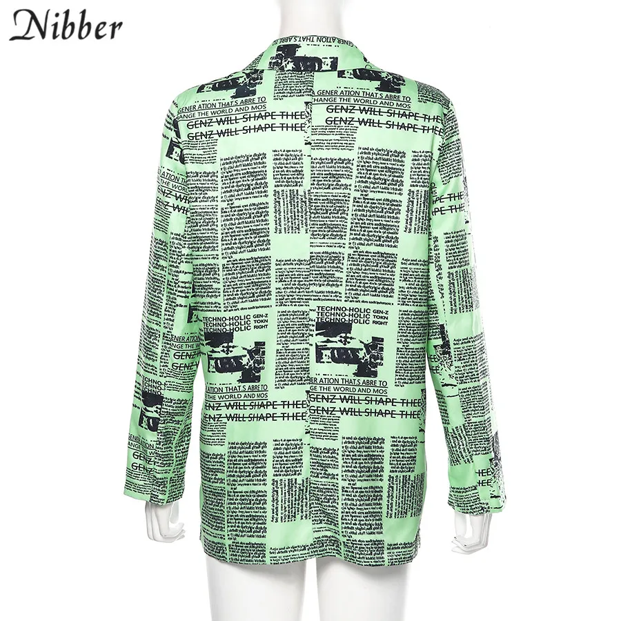 Nibber/осенне-зимнее пальто с газетным принтом; женская повседневная куртка с длинными рукавами и отложным воротником; сезон осень-зима; mujer