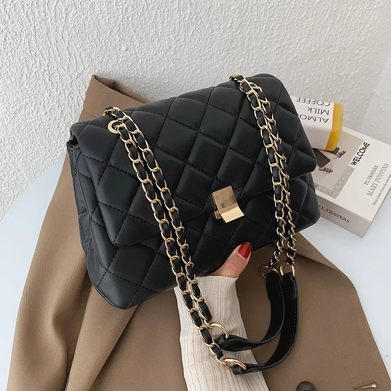 

Casual Small Black PU Leather for Women 2020 Chain Shoulder Handbags Women's Branded Trending Hand Bag cross body bag