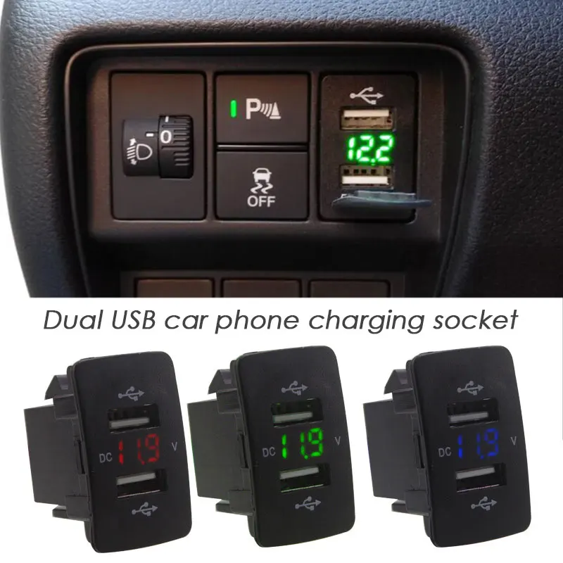 Auto USB Charger Car Voltmeter Durable Phone Voltage Display Socket Tool 12/24V 3.1A Fast-Charging | Автомобили и мотоциклы