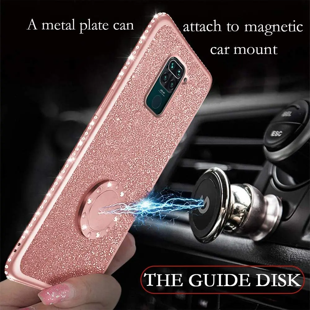 Diamond Case for Xiaomi POCO X3 NFC Redmi Note 9 8 Pro 8T 9A 9C K30 K20 Mi 10 Note 10 Lite X2 F2 Glitter Ring Kickstand Cover