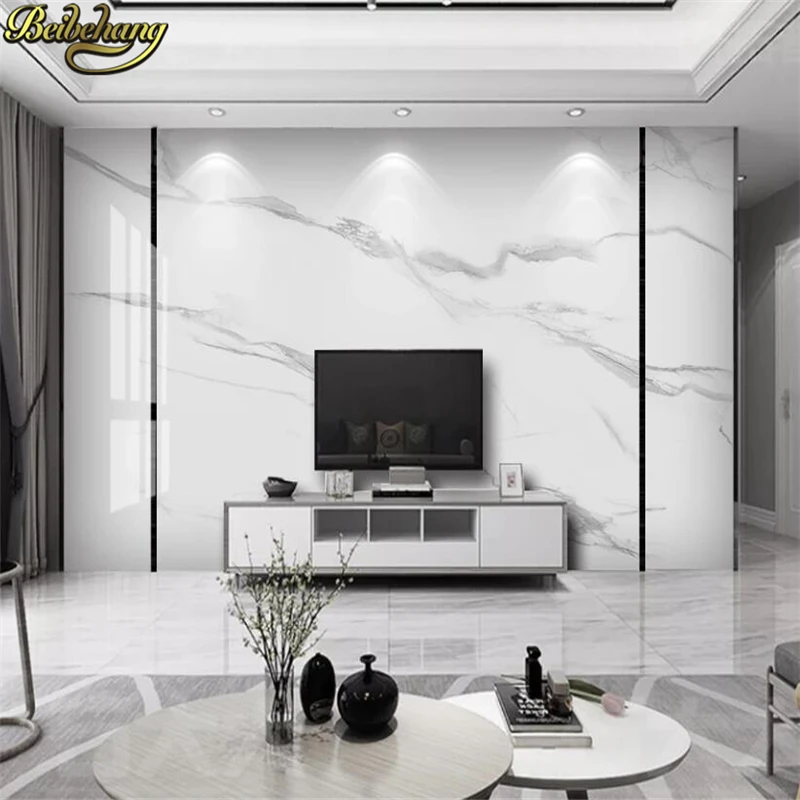 Фотообои beibehang на заказ с белым мраморным рисунком для гостиной спальни дивана
