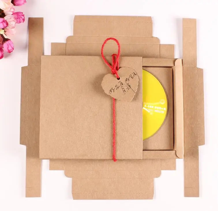

Natural color Kraft CD Paper Case Bag,Blank/Red Heart Kraft Envelopes Kraft Paper Gift Drawer Box Party Favor CD/DVD Gift Box