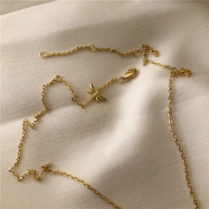 

YPAY S925 Sterling Silver Necklace for Women Dragonfly Elegant Temperament Simple Clavicle Chain Jewelry Wholesale