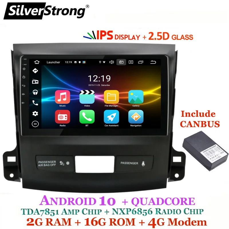 09Outlander-M3-2G16G 9 дюймов 2.5D ips 32GB Android10.0 4G модем Автомобильный gps для Mitsubishi Outlander 2006-2012 SilverStrong Радио RDS опционально мастер DSP - Цвет: 09Outlander-M3-2G16G