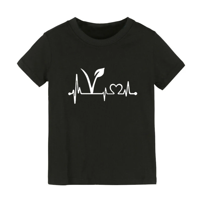 

Вегетарианская Детская футболка с принтом «сердцебиение» футболка для мальчиков и девочек детская одежда для малышей забавные уличные футболки CZ-181